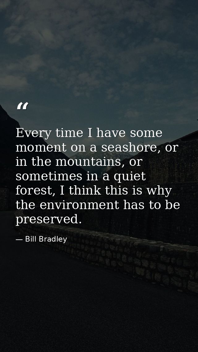 Every time I have some moment on a seashore, or in the mountains, or sometimes in a quiet forest, I think this is why th — Bill Bradley