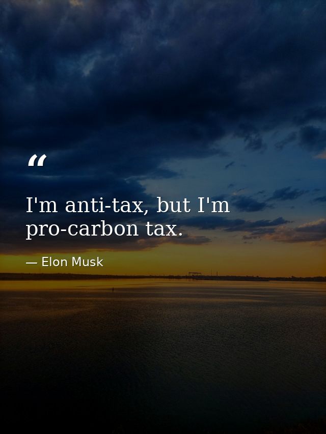 I'm anti-tax, but I'm pro-carbon tax. — Elon Musk