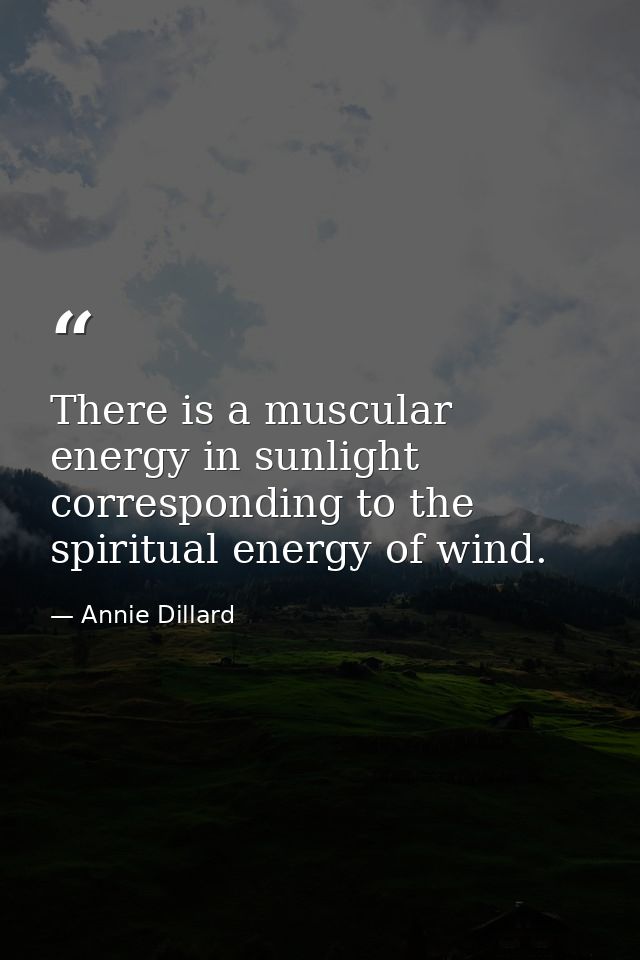 There is a muscular energy in sunlight corresponding to the spiritual energy of wind. — Annie Dillard