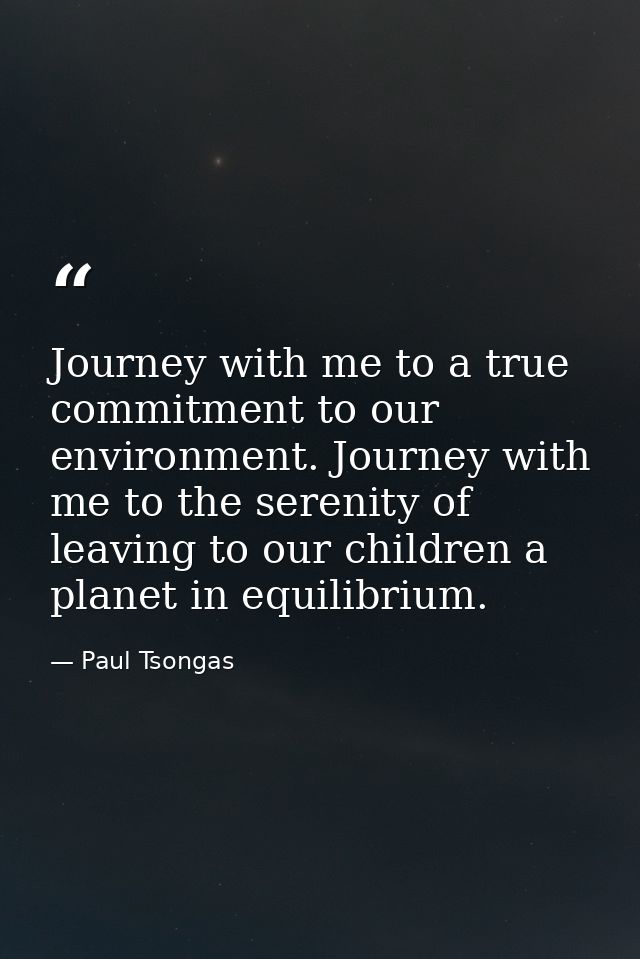 Journey with me to a true commitment to our environment. Journey with me to the serenity of leaving to our children a pl — Paul Tsongas