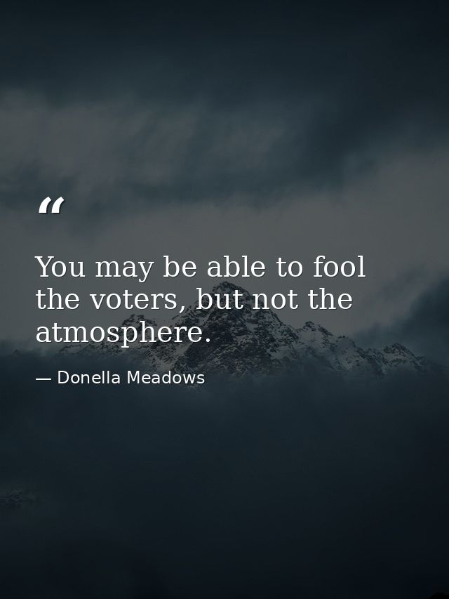 You may be able to fool the voters, but not the atmosphere. — Donella Meadows