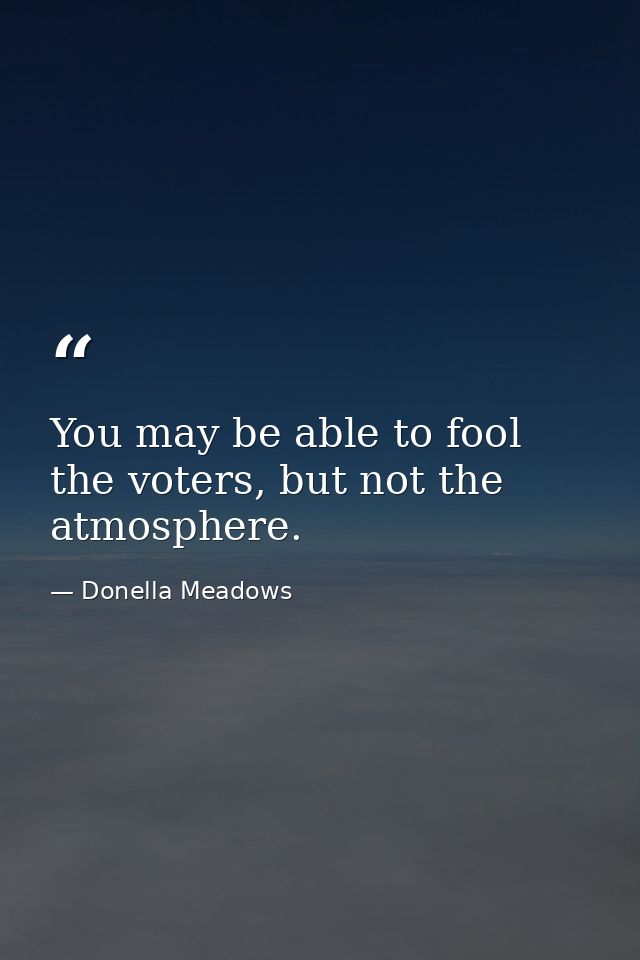 You may be able to fool the voters, but not the atmosphere. — Donella Meadows