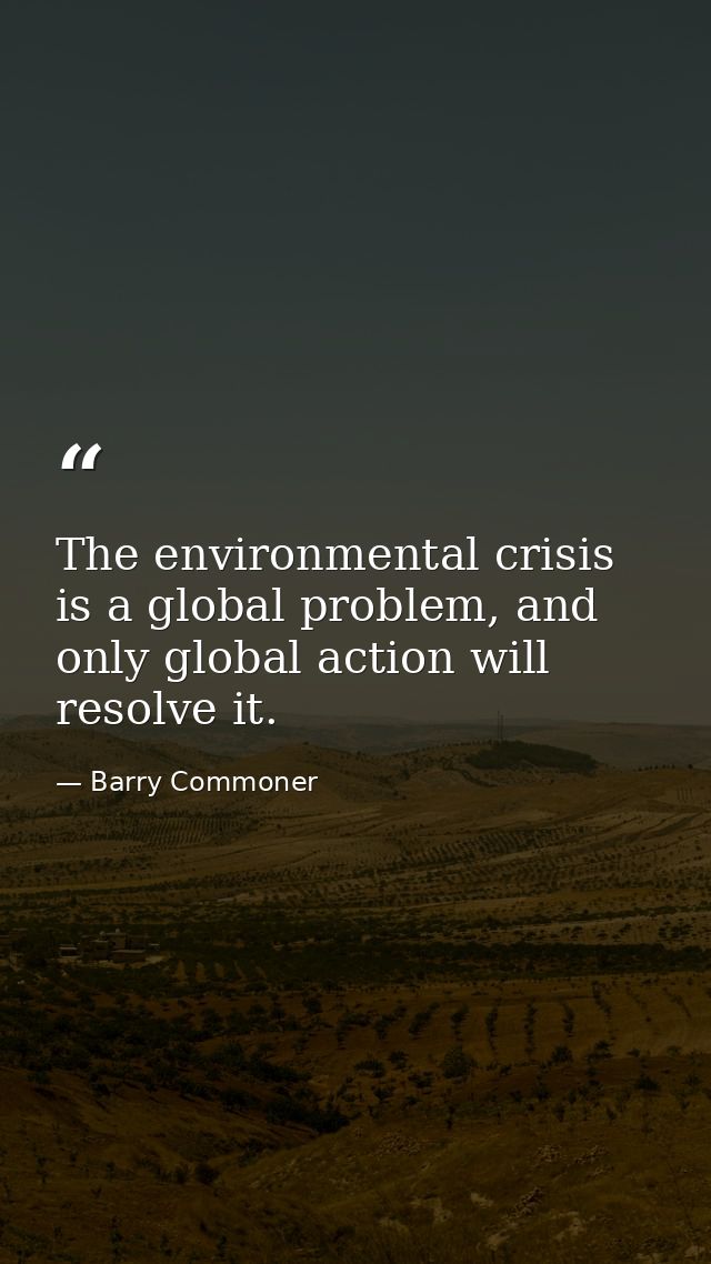 The environmental crisis is a global problem, and only global action will resolve it. — Barry Commoner
