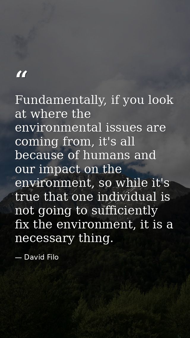 Fundamentally, if you look at where the environmental issues are coming from, it's all because of humans and our impact  — David Filo