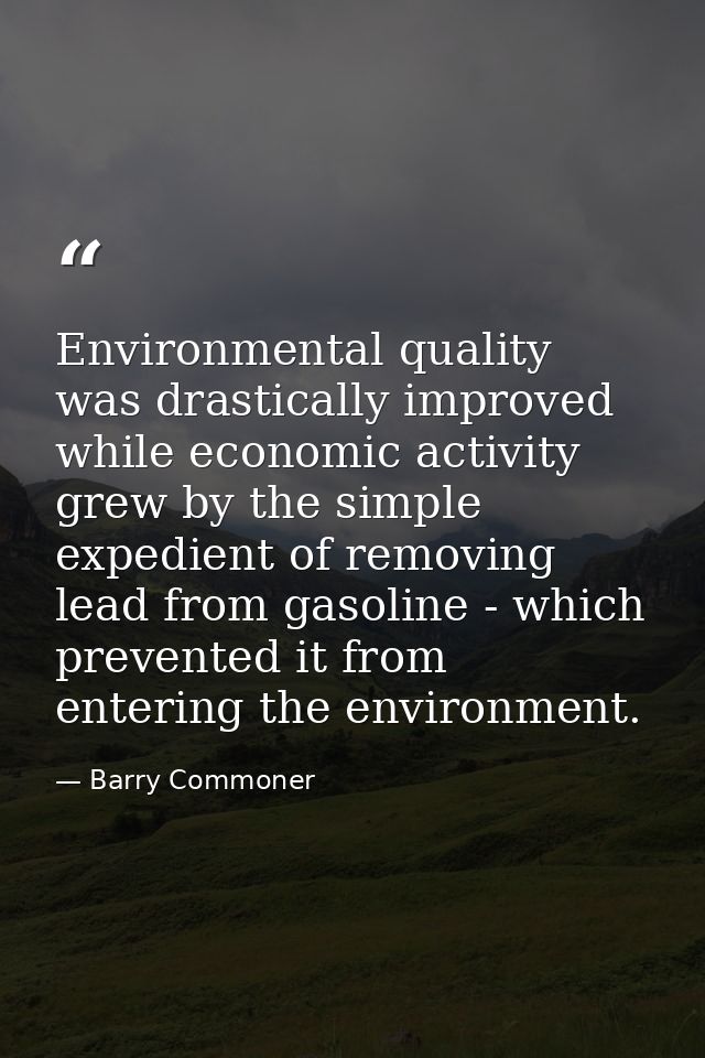 Environmental quality was drastically improved while economic activity grew by the simple expedient of removing lead fro — Barry Commoner
