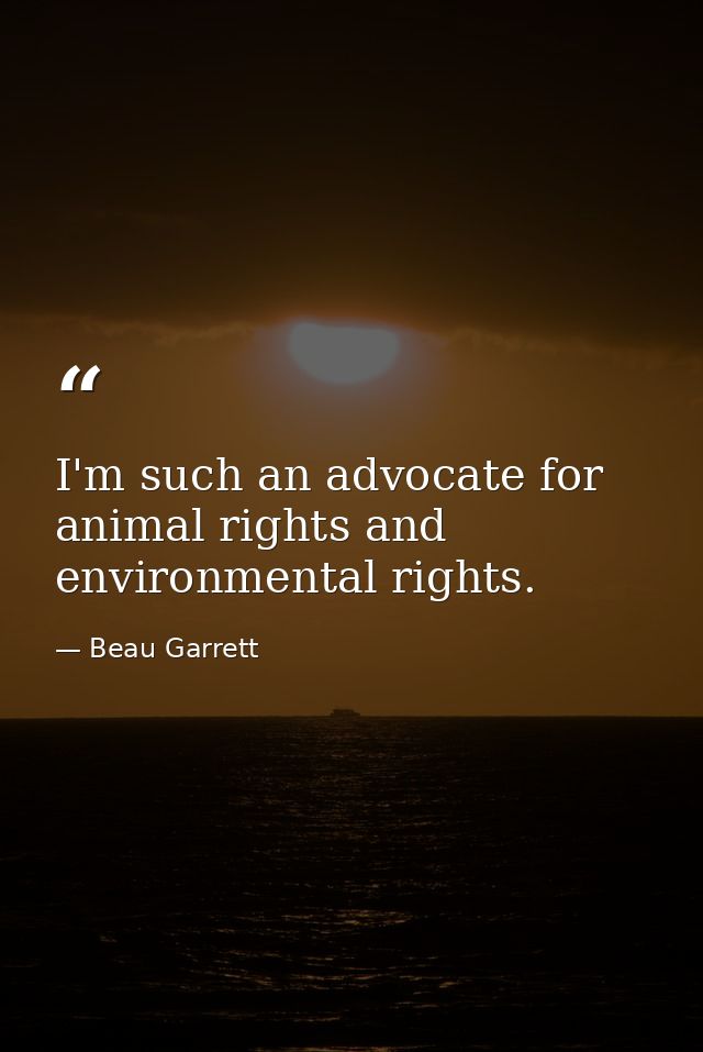 I'm such an advocate for animal rights and environmental rights. — Beau Garrett
