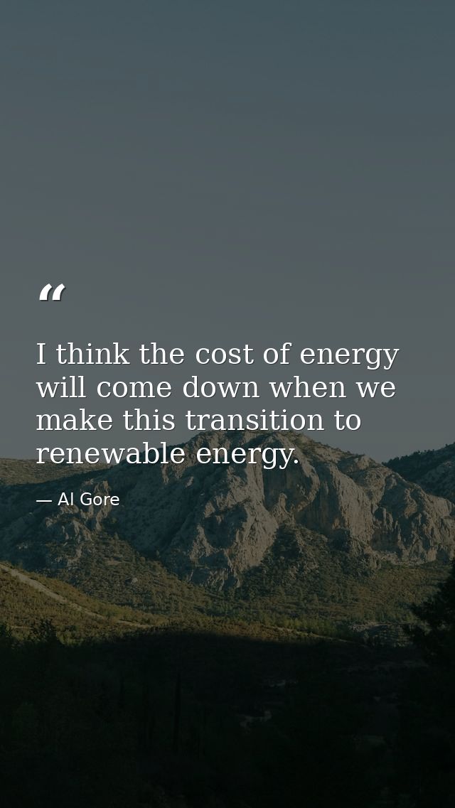 I think the cost of energy will come down when we make this transition to renewable energy. — Al Gore