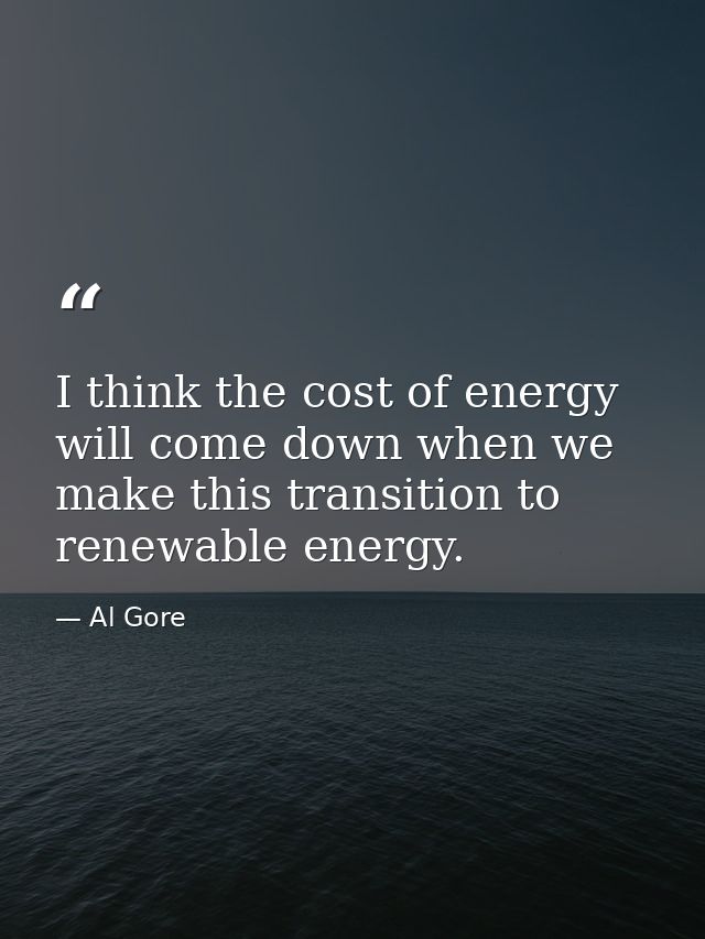 I think the cost of energy will come down when we make this transition to renewable energy. — Al Gore