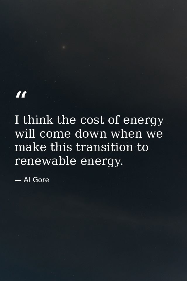 I think the cost of energy will come down when we make this transition to renewable energy. — Al Gore