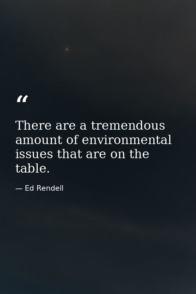 There are a tremendous amount of environmental issues that are on the table. — Ed Rendell