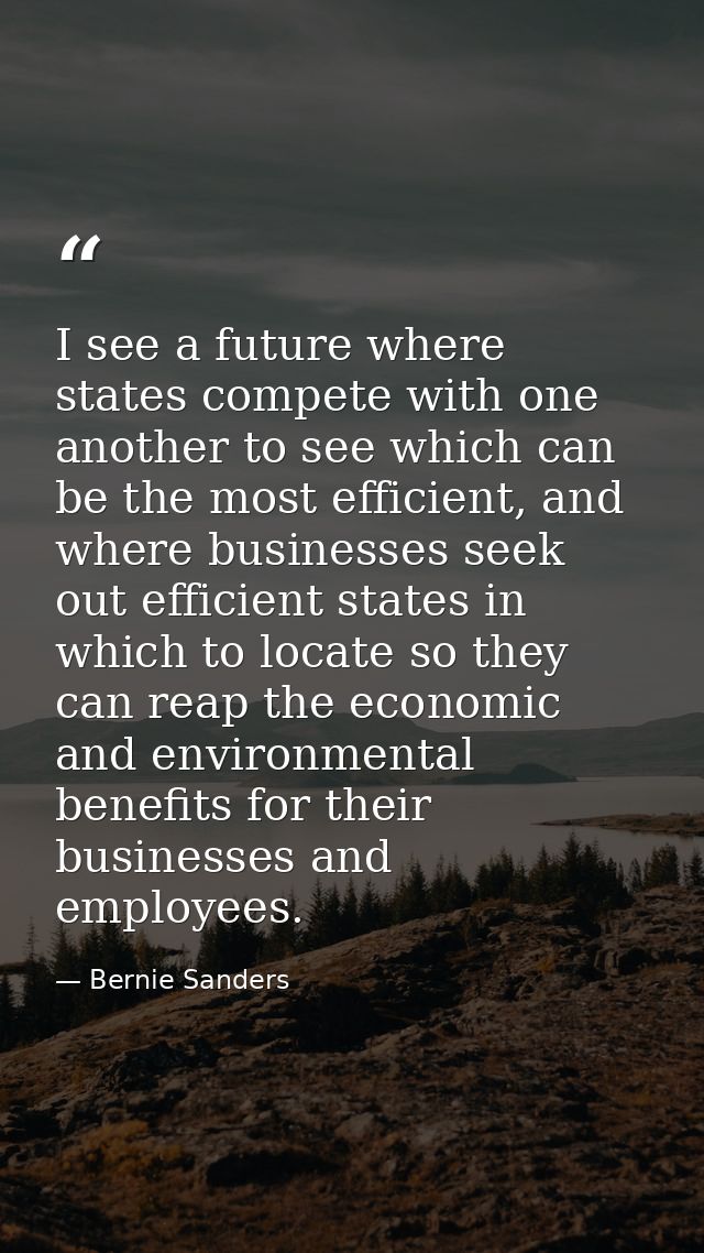 I see a future where states compete with one another to see which can be the most efficient, and where businesses seek o — Bernie Sanders