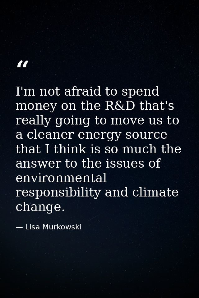 I'm not afraid to spend money on the R&D that's really going to move us to a cleaner energy source that I think is so mu — Lisa Murkowski