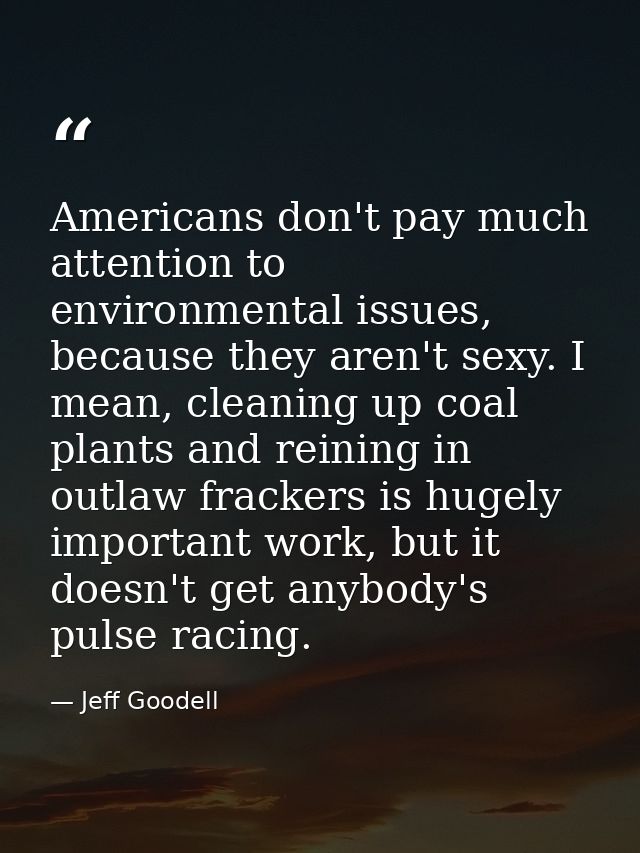 Americans don't pay much attention to environmental issues, because they aren't sexy. I mean, cleaning up coal plants an — Jeff Goodell