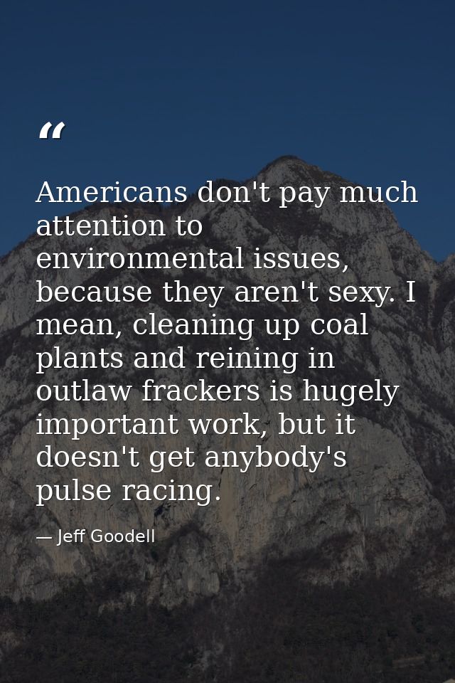 Americans don't pay much attention to environmental issues, because they aren't sexy. I mean, cleaning up coal plants an — Jeff Goodell
