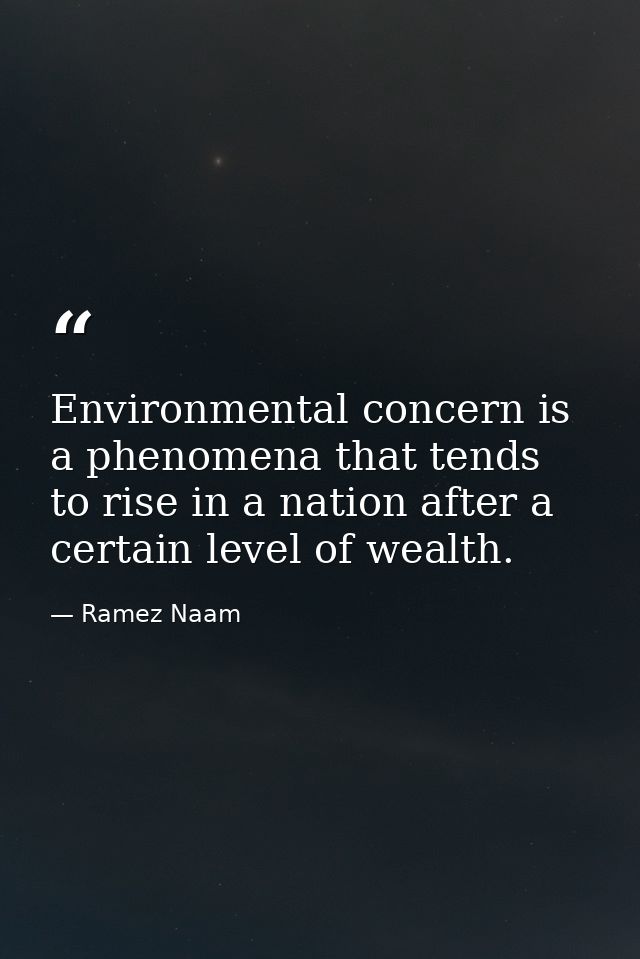 Environmental concern is a phenomena that tends to rise in a nation after a certain level of wealth. — Ramez Naam