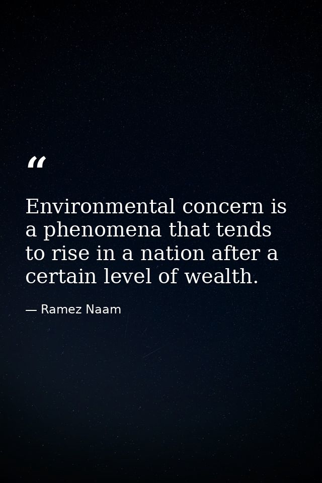 Environmental concern is a phenomena that tends to rise in a nation after a certain level of wealth. — Ramez Naam