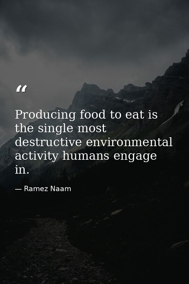 Producing food to eat is the single most destructive environmental activity humans engage in. — Ramez Naam