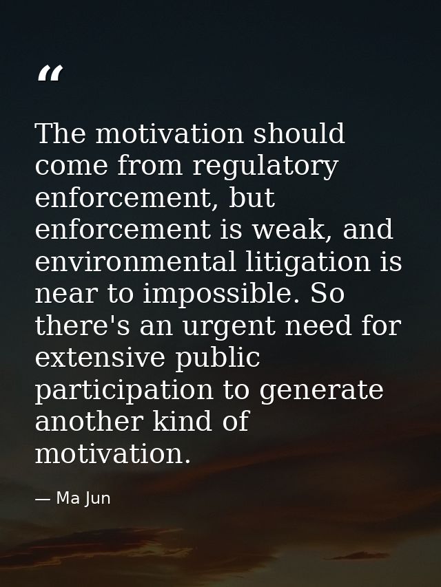 The motivation should come from regulatory enforcement, but enforcement is weak, and environmental litigation is near to — Ma Jun