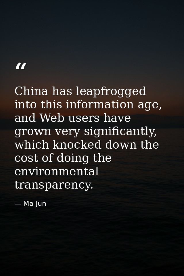 China has leapfrogged into this information age, and Web users have grown very significantly, which knocked down the cos — Ma Jun