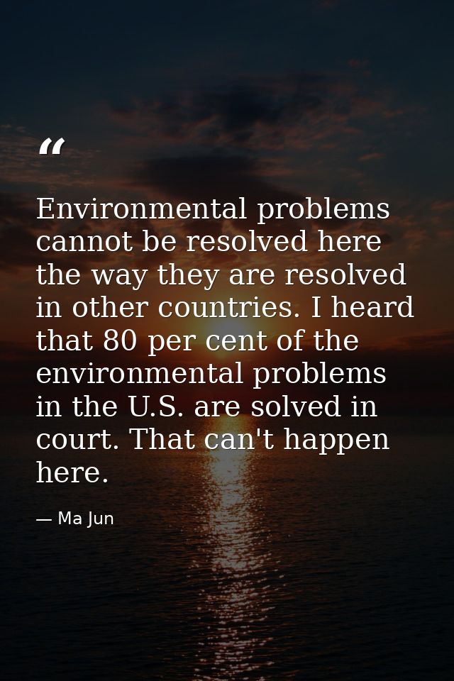Environmental problems cannot be resolved here the way they are resolved in other countries. I heard that 80 per cent of — Ma Jun