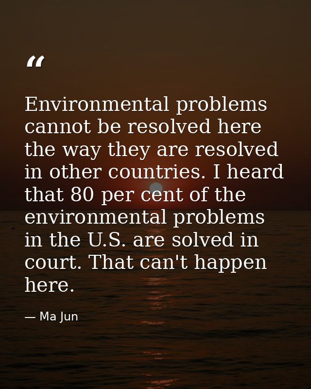 Environmental problems cannot be resolved here the way they are resolved in other countries. I heard that 80 per cent of — Ma Jun