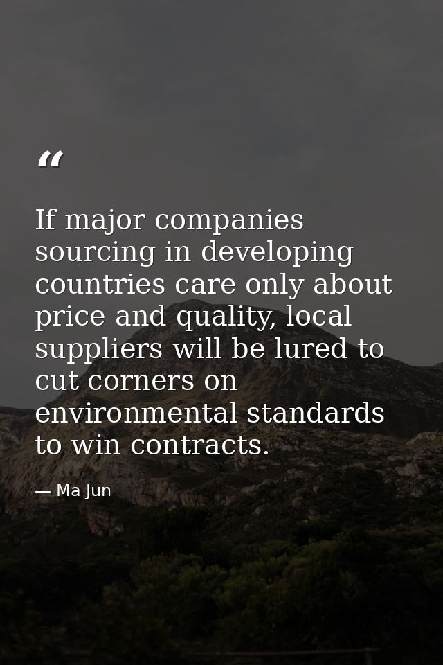 If major companies sourcing in developing countries care only about price and quality, local suppliers will be lured to  — Ma Jun