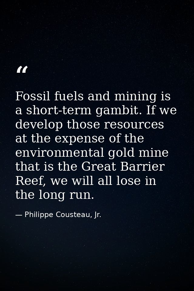 Fossil fuels and mining is a short-term gambit. If we develop those resources at the expense of the environmental gold m — Philippe Cousteau, Jr.