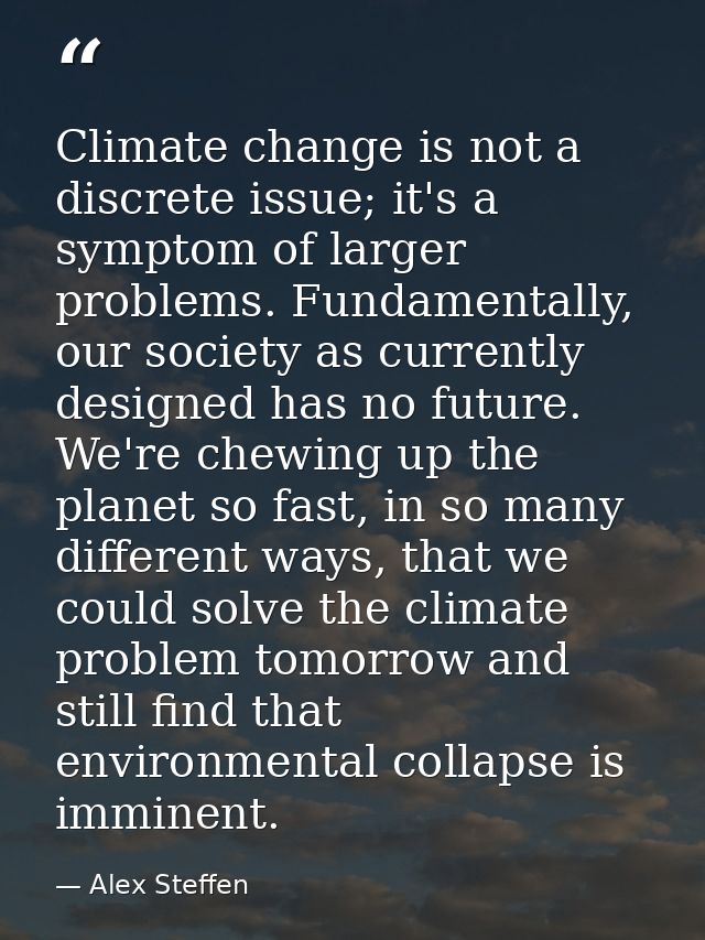 Climate change is not a discrete issue; it's a symptom of larger problems. Fundamentally, our society as currently desig — Alex Steffen
