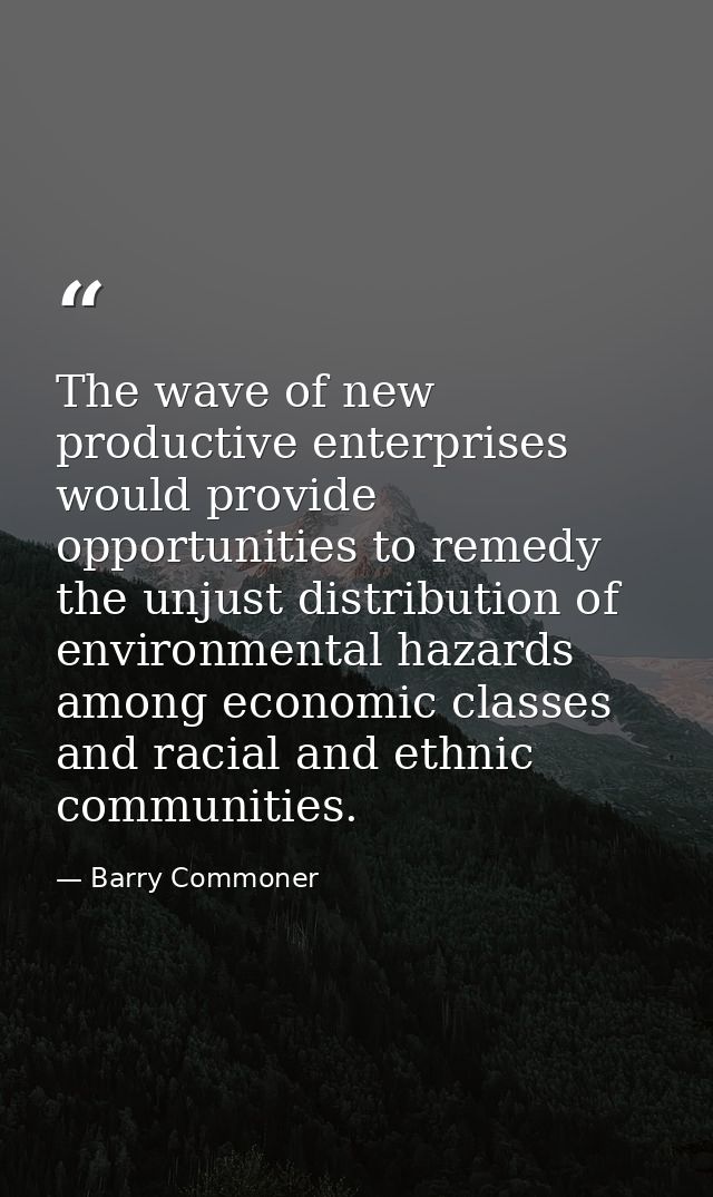 The wave of new productive enterprises would provide opportunities to remedy the unjust distribution of environmental ha — Barry Commoner