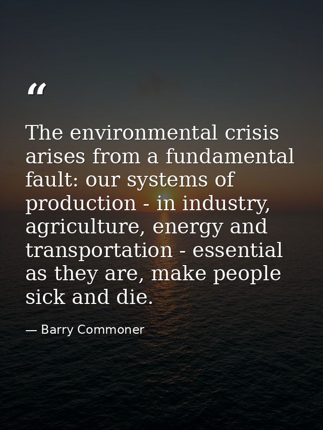 The environmental crisis arises from a fundamental fault: our systems of production - in industry, agriculture, energy a — Barry Commoner