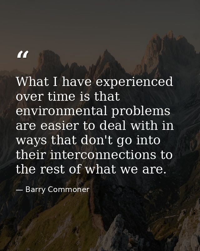 What I have experienced over time is that environmental problems are easier to deal with in ways that don't go into thei — Barry Commoner