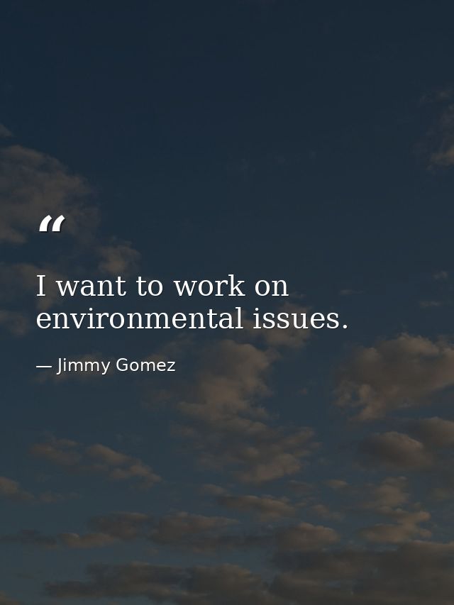 I want to work on environmental issues. — Jimmy Gomez