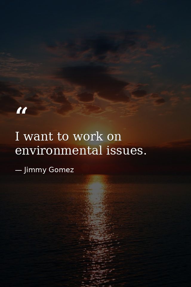I want to work on environmental issues. — Jimmy Gomez