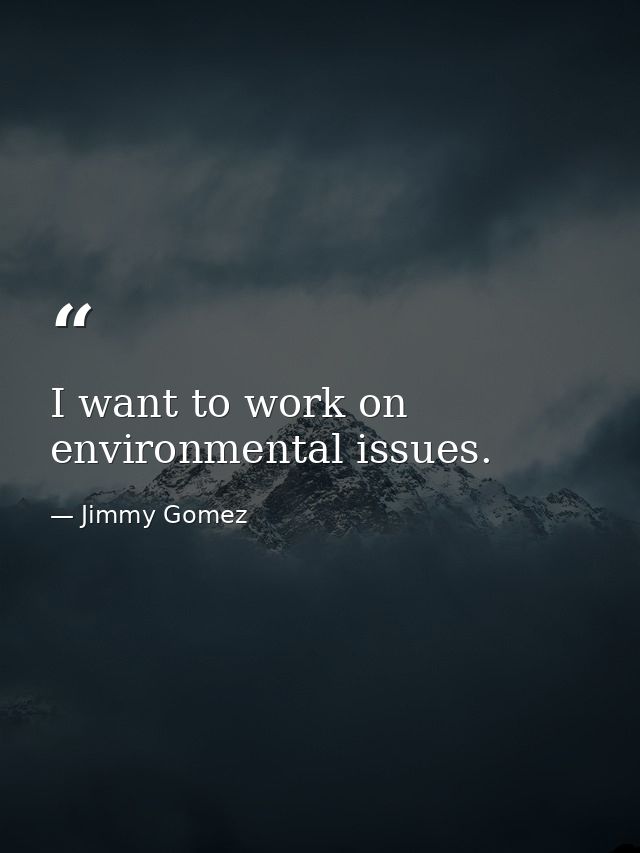 I want to work on environmental issues. — Jimmy Gomez