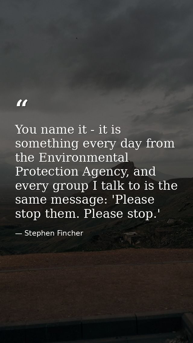 You name it - it is something every day from the Environmental Protection Agency, and every group I talk to is the same  — Stephen Fincher