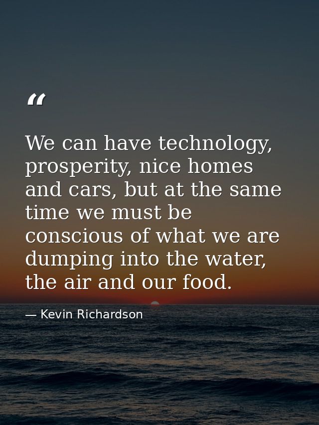 We can have technology, prosperity, nice homes and cars, but at the same time we must be conscious of what we are dumpin — Kevin Richardson