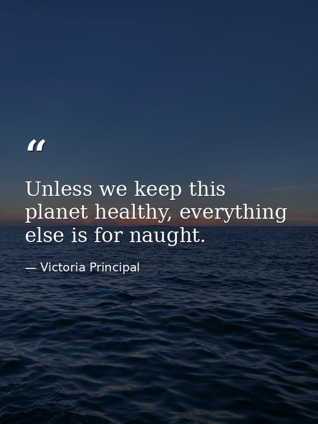 Unless we keep this planet healthy, everything else is for naught. — Victoria Principal