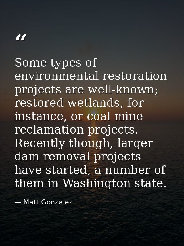 Some types of environmental restoration projects are well-known; restored wetlands, for instance, or coal mine reclamati — Matt Gonzalez
