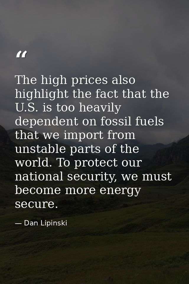 The high prices also highlight the fact that the U.S. is too heavily dependent on fossil fuels that we import from unsta — Dan Lipinski