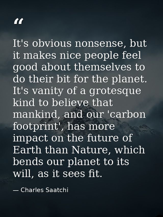 It's obvious nonsense, but it makes nice people feel good about themselves to do their bit for the planet. It's vanity o — Charles Saatchi