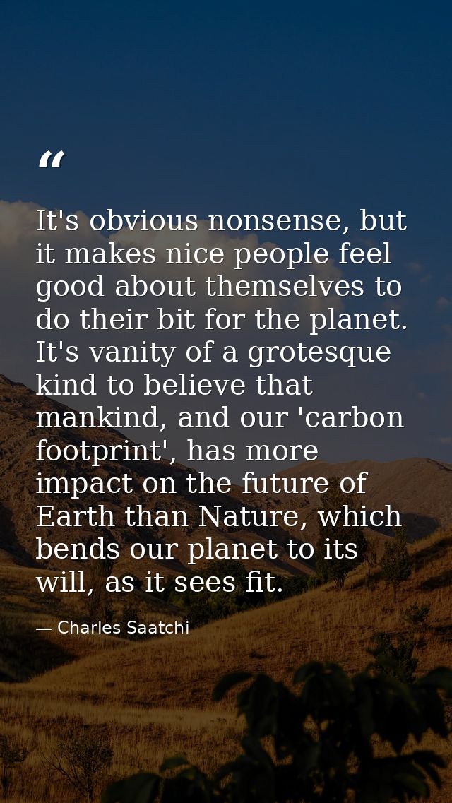 It's obvious nonsense, but it makes nice people feel good about themselves to do their bit for the planet. It's vanity o — Charles Saatchi