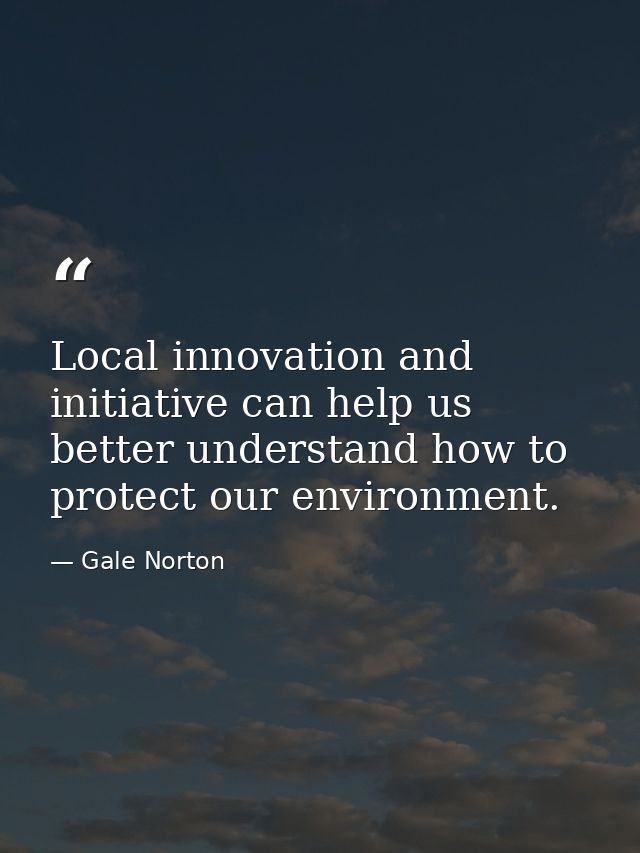 Local innovation and initiative can help us better understand how to protect our environment. — Gale Norton