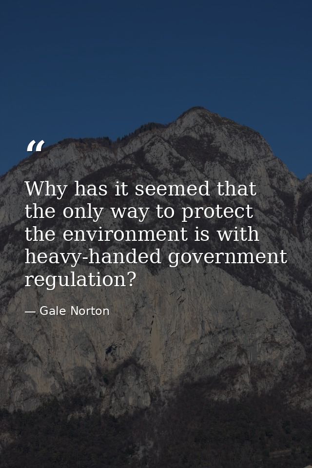 Why has it seemed that the only way to protect the environment is with heavy-handed government regulation? — Gale Norton