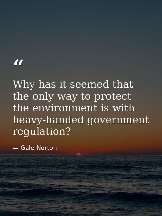 Why has it seemed that the only way to protect the environment is with heavy-handed government regulation? — Gale Norton