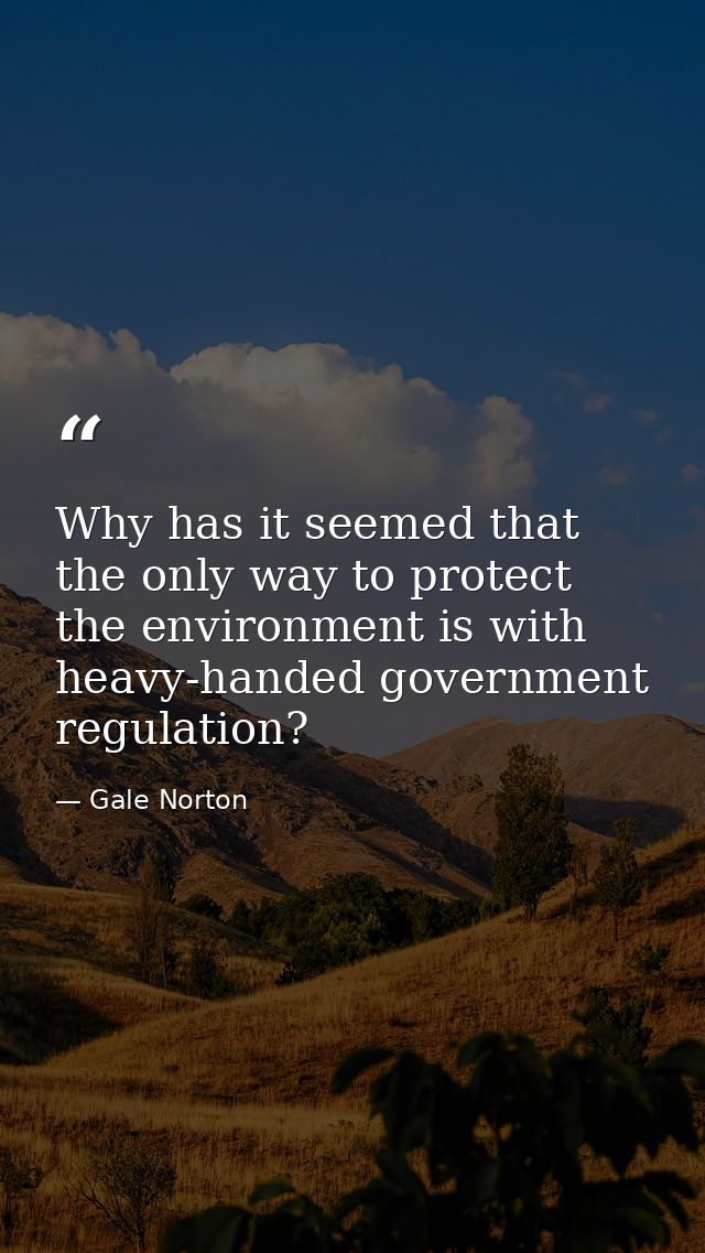 Why has it seemed that the only way to protect the environment is with heavy-handed government regulation? — Gale Norton