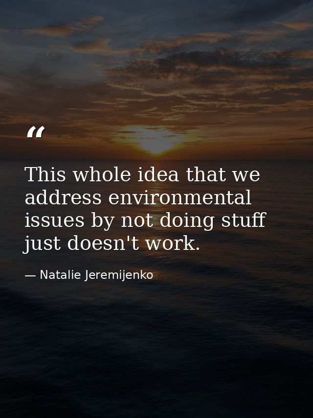 This whole idea that we address environmental issues by not doing stuff just doesn't work. — Natalie Jeremijenko