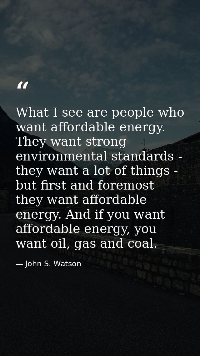 What I see are people who want affordable energy. They want strong environmental standards - they want a lot of things - — John S. Watson
