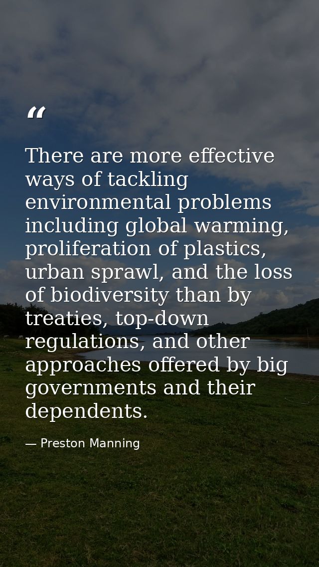 There are more effective ways of tackling environmental problems including global warming, proliferation of plastics, ur — Preston Manning