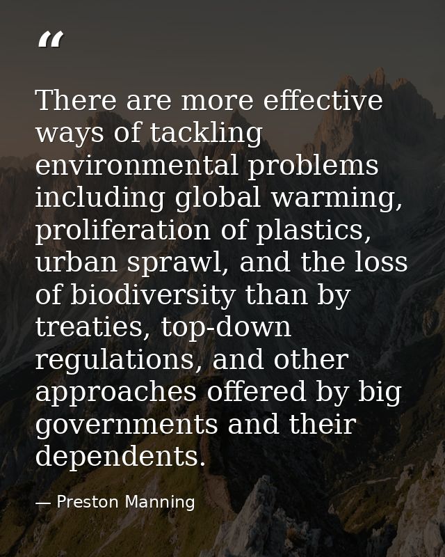 There are more effective ways of tackling environmental problems including global warming, proliferation of plastics, ur — Preston Manning