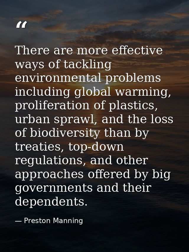 There are more effective ways of tackling environmental problems including global warming, proliferation of plastics, ur — Preston Manning